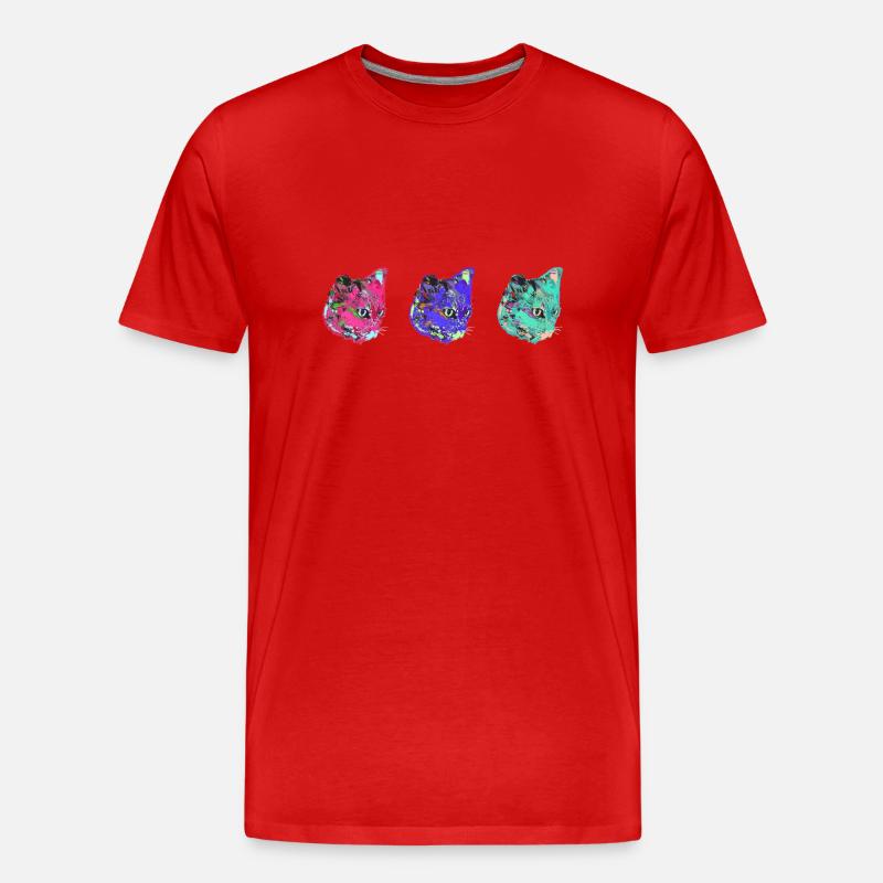 katzen, bunt,pop-art, kunst,warhol,graffiti,katze - Männer Premium Bio T-Shirt - Rot