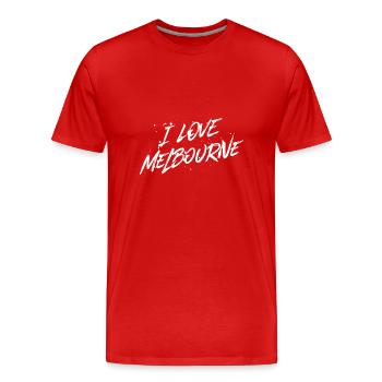 J’aime Melbourne - T-shirt bio Premium Homme - rouge - Devant - Damien (186cm)
