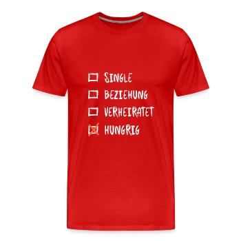 Beziehungsstatus Hungrig Fun Ironie - Männer Premium Bio T-Shirt - Rot - Vorne - Damien (186cm)