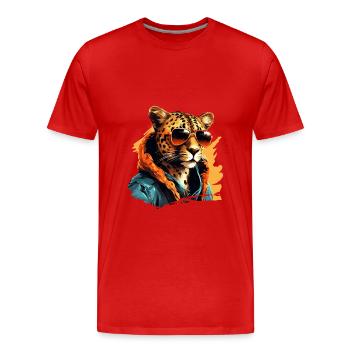 Streetstyle-Gepard | Geparden-Liebhaber - Männer Premium Bio T-Shirt - Rot - Vorne - Damien (186cm)