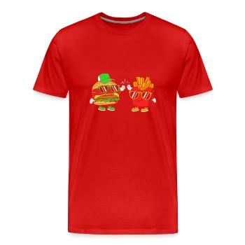 Burger au fromage - T-shirt bio Premium Homme - rouge - Devant - Damien (186cm)