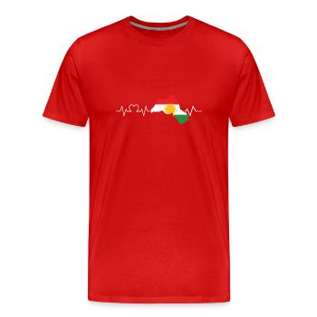 Kurds Heartbeat Kurdistan - Men's Premium Organic T-Shirt - red - Front - Damien (186cm)