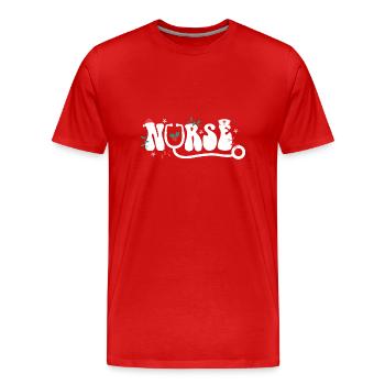 Nurse Christmas Outfit - Men's Premium Organic T-Shirt - red - Front - Damien (186cm)