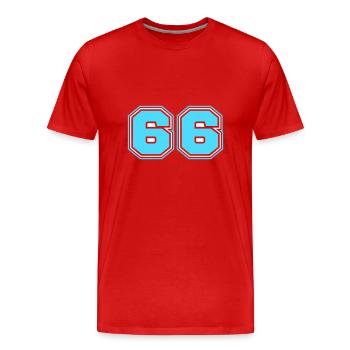 66 Numéro de numéro - T-shirt bio Premium Homme - rouge - Devant - Damien (186cm)