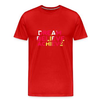 Dream Believe Achieve - Men's Premium Organic T-Shirt - red - Front - Damien (186cm)