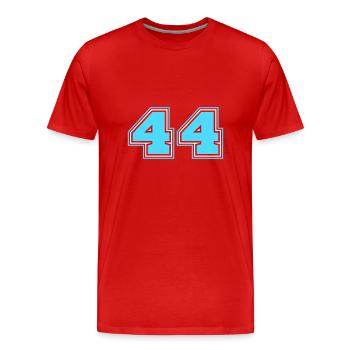 44 Numéro de numéro - T-shirt bio Premium Homme - rouge - Devant - Damien (186cm)