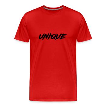 UNIQUE - Men's Premium Organic T-Shirt - red - Front - Damien (186cm)