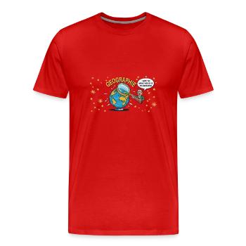 Lustig Geografie Die ganze Welt auf den Schultern - Männer Premium Bio T-Shirt - Rot - Vorne - Damien (186cm)