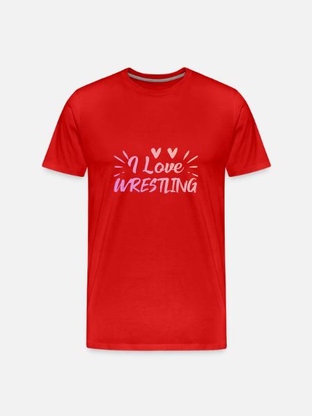 Ich liebe Wrestling - Männer Premium Bio T-Shirt - Rot