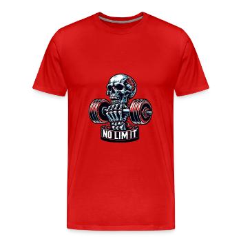 Crâne de musculation No Limit Workout avec haltère - T-shirt bio Premium Homme - rouge - Devant - Damien (186cm)