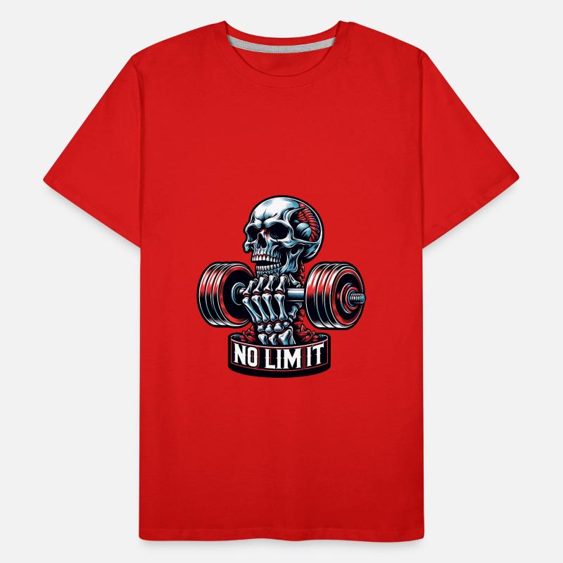 No Limit Workout Bodybuilding Skull mit Hantel Männer Premium Bio T-Shirt