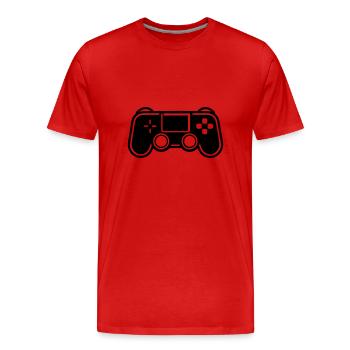 Jeux vidéo manette - T-shirt bio Premium Homme - rouge - Devant - Damien (186cm)
