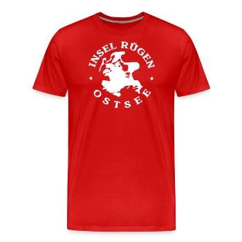 INSEL RÜGEN UMRISS OSTSEE BALTIC SEA EXPERIENCE - Männer Premium Bio T-Shirt - Rot - Vorne - Damien (186cm)