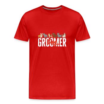 Salon de coiffure pour chiens - T-shirt bio Premium Homme - rouge - Devant - Damien (186cm)