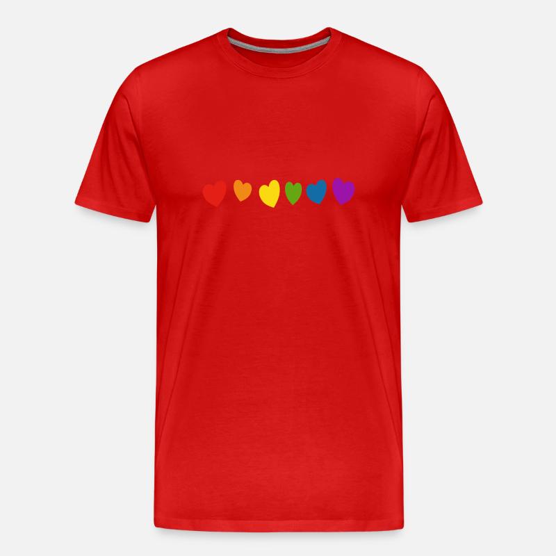 Regenbogenherzen LGBT Pride - Männer Premium Bio T-Shirt - Rot