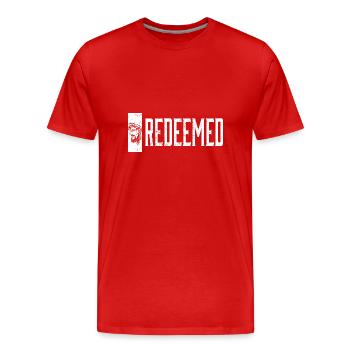 Redeemed Religious Christian Jesus Holy Cross - Men's Premium Organic T-Shirt - red - Front - Damien (186cm)