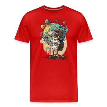 Visionnaire virtuel - T-shirt bio Premium Homme - rouge - Devant - Damien (186cm)