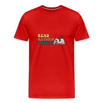 Librarian Read Return Repeat Library Worker Book - Männer Premium Bio T-Shirt - Rot - Vorne - Damien (186cm)