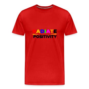 Radiate Positivity - Men's Premium Organic T-Shirt - red - Front - Damien (186cm)