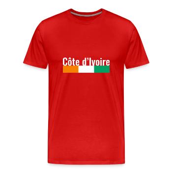 Côte d’Ivoire Côte d’Ivoire Drapeau ivoirien - T-shirt bio Premium Homme - rouge - Devant - Damien (186cm)
