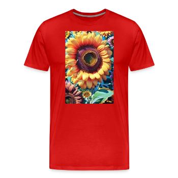 Floral143 - Men's Premium Organic T-Shirt - red - Front - Damien (186cm)