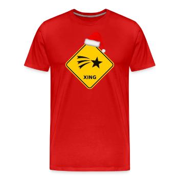 Wildwechsel "Weihnachtsstern" mit Nikolausmütze - Männer Premium Bio T-Shirt - Rot - Vorne - Damien (186cm)