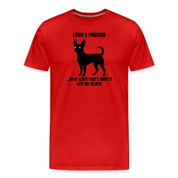 Ich bin Besitzer eines Pinschers... - Männer Premium Bio T-Shirt - Rot - Vorne - Damien (186cm)