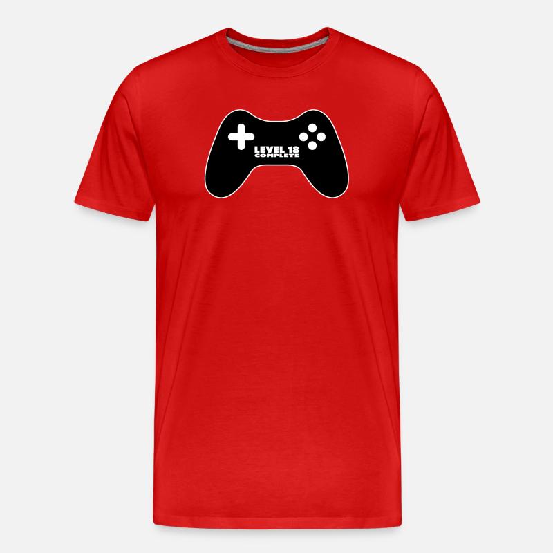 Level 18 Complete - Gamepad - Player - Men's Premium Organic T-Shirt - red