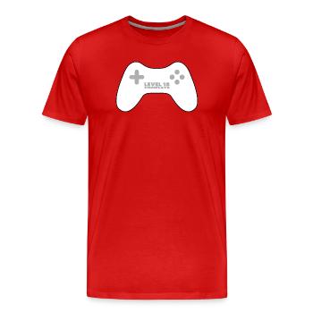 Level 18 abgeschlossen - weißes Gamepad, Gamepad - Männer Premium Bio T-Shirt - Rot - Vorne - Damien (186cm)