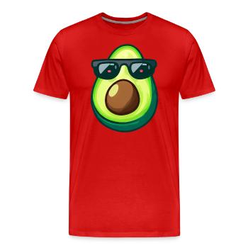 Avocat avec noyau d’avocat lunettes de soleil yeux rouges - T-shirt bio Premium Homme - rouge - Devant - Damien (186cm)