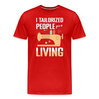 Nähen Nadel Anzug Nähmaschine - Männer Premium Bio T-Shirt - Rot - Vorne - Damien (186cm)