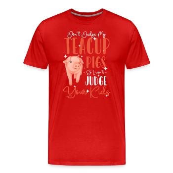 Teacup Schweinchen Schwein Schweinchen Züchter - Männer Premium Bio T-Shirt - Rot - Vorne - Damien (186cm)