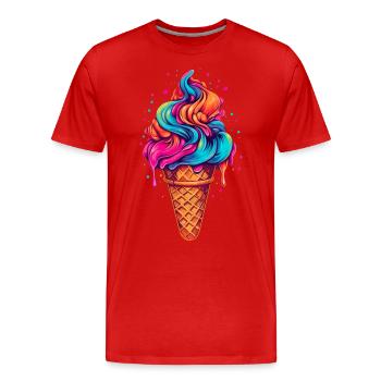 Retro Eiscream Eis Waffeleis für eine Eis - Männer Premium Bio T-Shirt - Rot - Vorne - Damien (186cm)