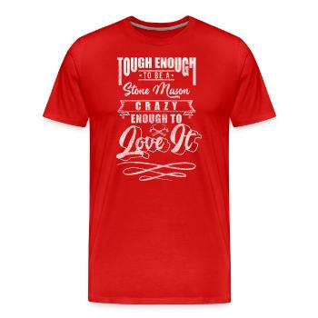 Sculpteur, tailleur de pierre, compagnon, artisan - T-shirt bio Premium Homme - rouge - Devant - Damien (186cm)
