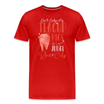 Teacup Züchter Schweinehalter - Männer Premium Bio T-Shirt - Rot - Vorne - Damien (186cm)