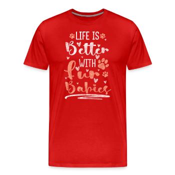 Dogs Four-legged Puppy Lover - Men's Premium Organic T-Shirt - red - Front - Damien (186cm)