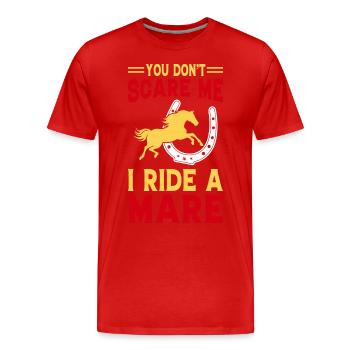 Vous ne me faites pas peur, je monte une jument ! - T-shirt bio Premium Homme - rouge - Devant - Damien (186cm)