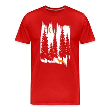 Renard dans la forêt la nuit - T-shirt bio Premium Homme - rouge - Devant - Damien (186cm)