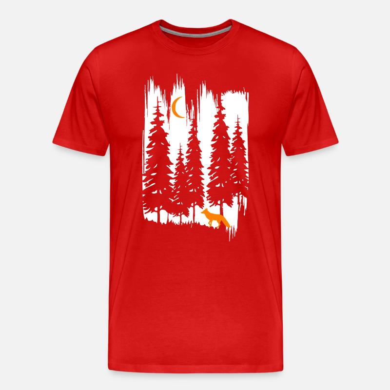 Fuchs im Wald bei Nacht - Männer Premium Bio T-Shirt - Rot