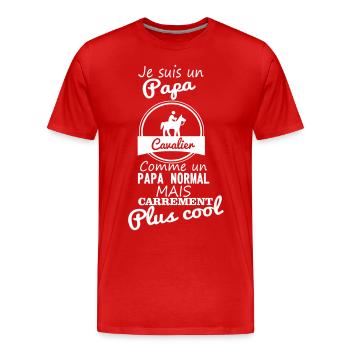 Papa cavalier,cadeau père,cheval,équitation - T-shirt bio Premium Homme - rouge - Devant - Damien (186cm)