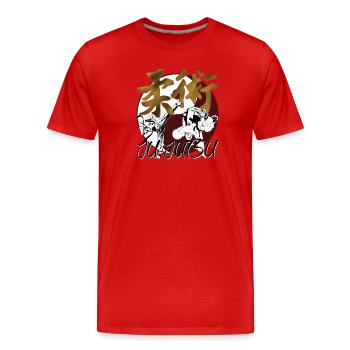 Ju Jutsu Jiu-Jitsu Ying Yang Kanji - T-shirt bio Premium Homme - rouge - Devant - Damien (186cm)