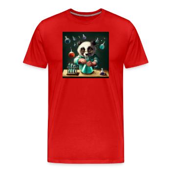 Panda Forscher - Männer Premium Bio T-Shirt - Rot - Vorne - Damien (186cm)