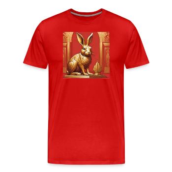 Goldener Hase - Männer Premium Bio T-Shirt - Rot - Vorne - Damien (186cm)