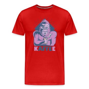 Affe trinkt Kaffee - Männer Premium Bio T-Shirt - Rot - Vorne - Damien (186cm)