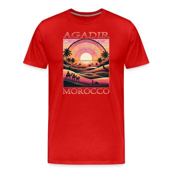 Agadir Marokko Wüste Kamel Urlaub Sonnenuntergang - Männer Premium Bio T-Shirt - Rot - Vorne - Damien (186cm)