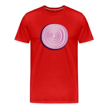 Rote Zwiebeln Zwiebelscheibe Red Onion Zwiebel - Männer Premium Bio T-Shirt - Rot - Vorne - Damien (186cm)