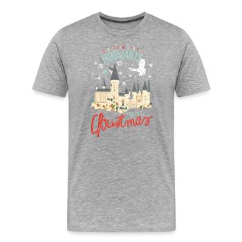 Harry Potter Lieber In Hogwarts Bleiben - Männer Premium Bio T-Shirt - Grau meliert - Vorne - Damien (186cm)
