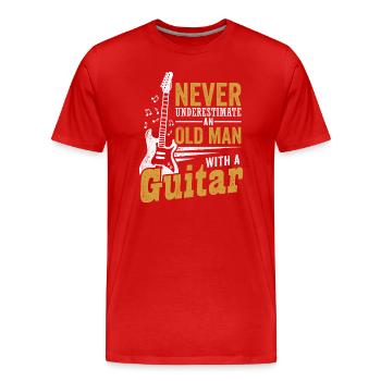 Gitarrist Alter Mann Gitarre Musiker Rente - Männer Premium Bio T-Shirt - Rot - Vorne - Damien (186cm)