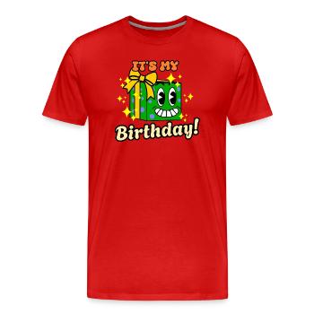 Funny Birthday Cute Cartoon Retro Vintage Gift - Men's Premium Organic T-Shirt - red - Front - Damien (186cm)