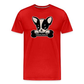 Chihuahua et os - T-shirt bio Premium Homme - rouge - Devant - Damien (186cm)